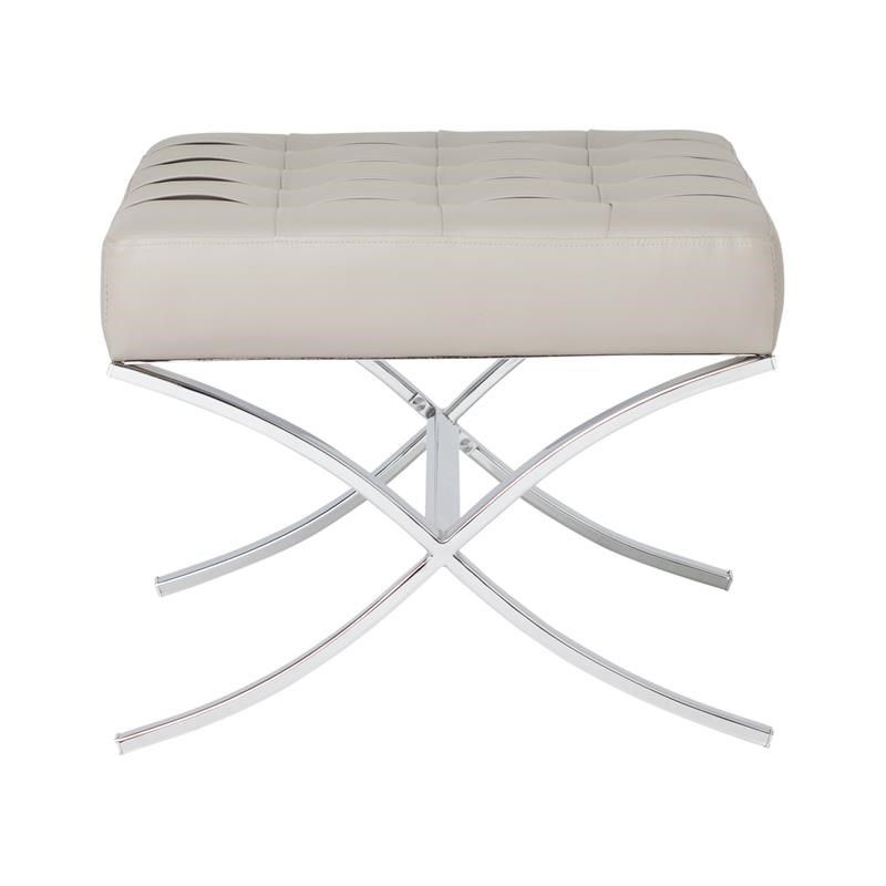 Studio Home Atrium Bonded Leather And Metal Ottoman In Off White/chrome Throughout Chrome Metal Ottomans (View 5 of 20)