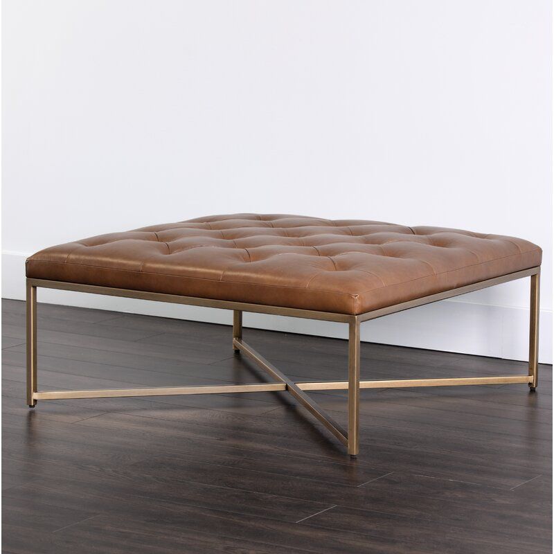 Sunpan Modern Endall Square Leather Tufted Cocktail Ottoman | Wayfair (View 19 of 20)