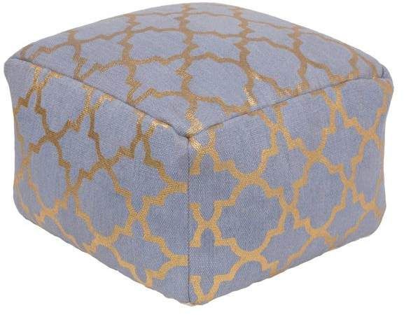Surya Cecily Woven Cube Pouf | Cotton Pouf, Pouf Ottoman, Gold Pouf With Regard To Blue Woven Viscose Square Pouf Ottomans (View 3 of 20)