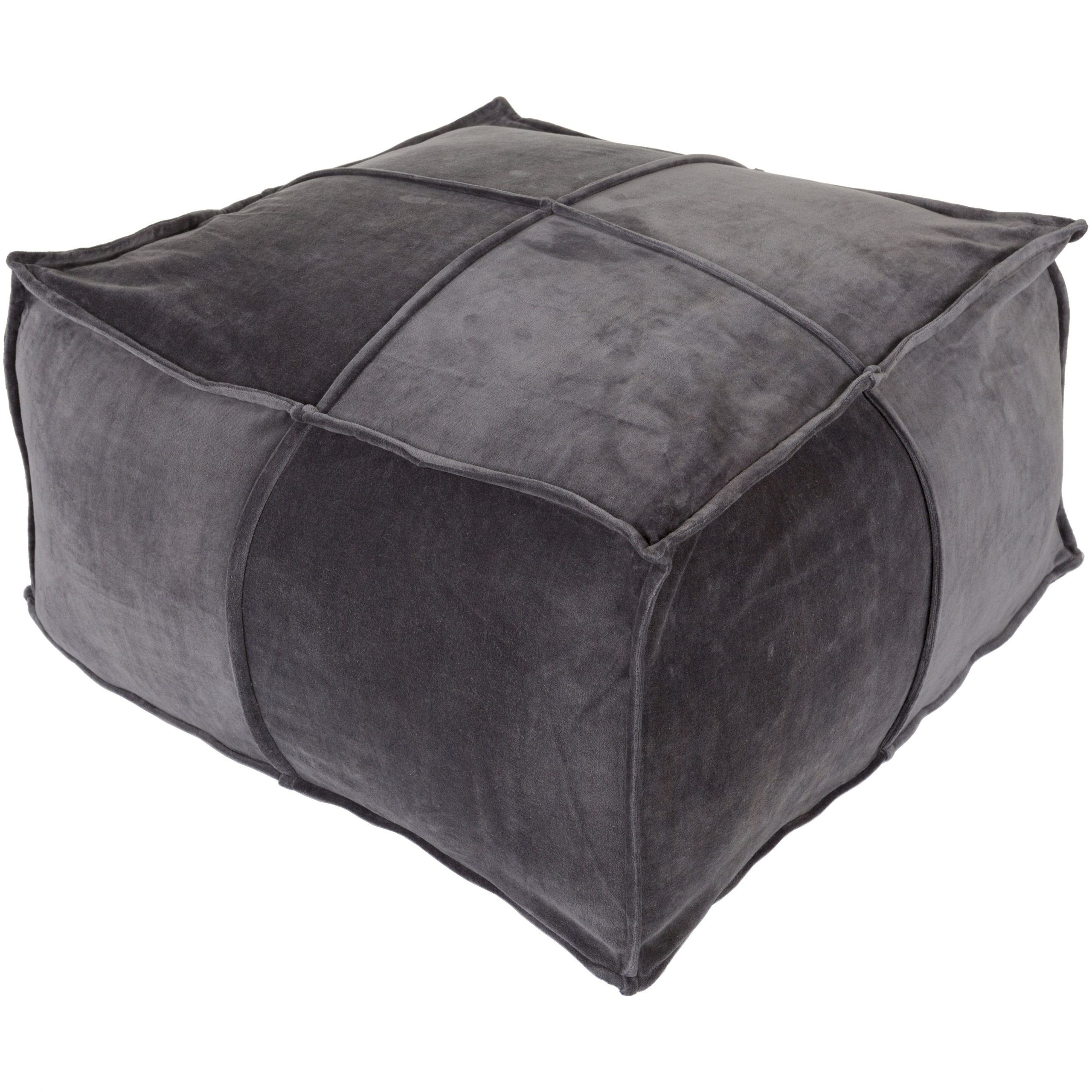 Surya Cotton Velvet Pouf Ottoman & Reviews | Wayfair Intended For Black And Natural Cotton Pouf Ottomans (View 9 of 20)