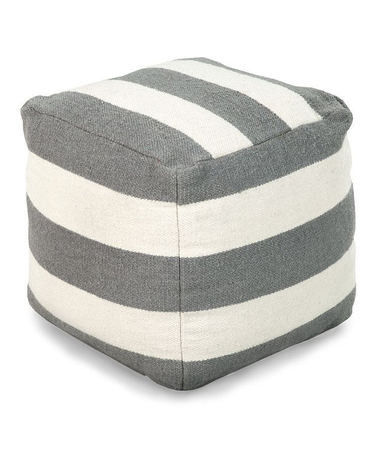 Surya Grey Stripe Pouf Quiet Neutral Coloring Contrasts With An Intended For Gray Stripes Cylinder Pouf Ottomans (View 6 of 20)