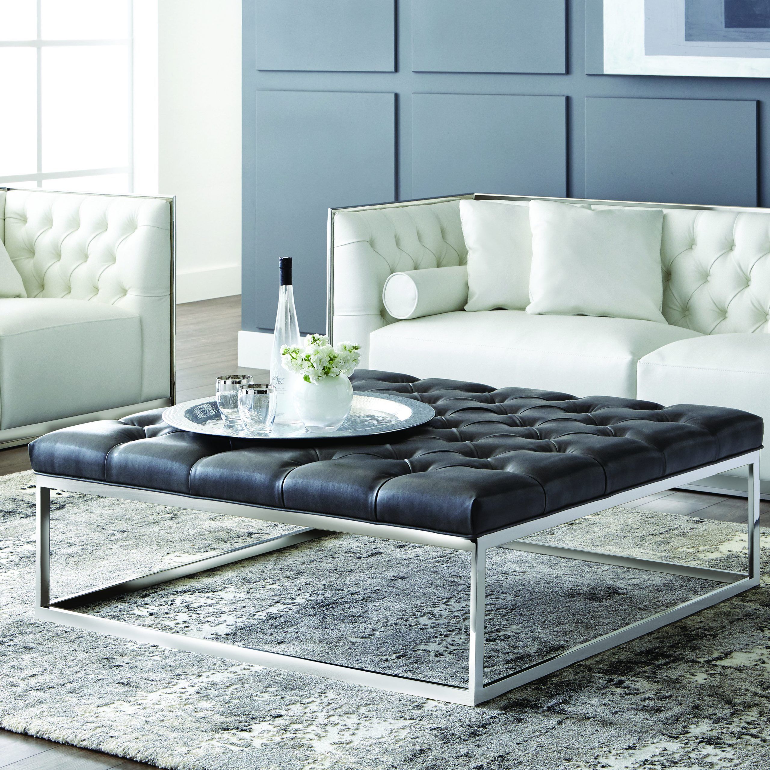 Sutton Square Ottoman Large | This Elegantly Tufted Ottoman From Our Throughout Fabric Tufted Square Cocktail Ottomans (View 18 of 20)
