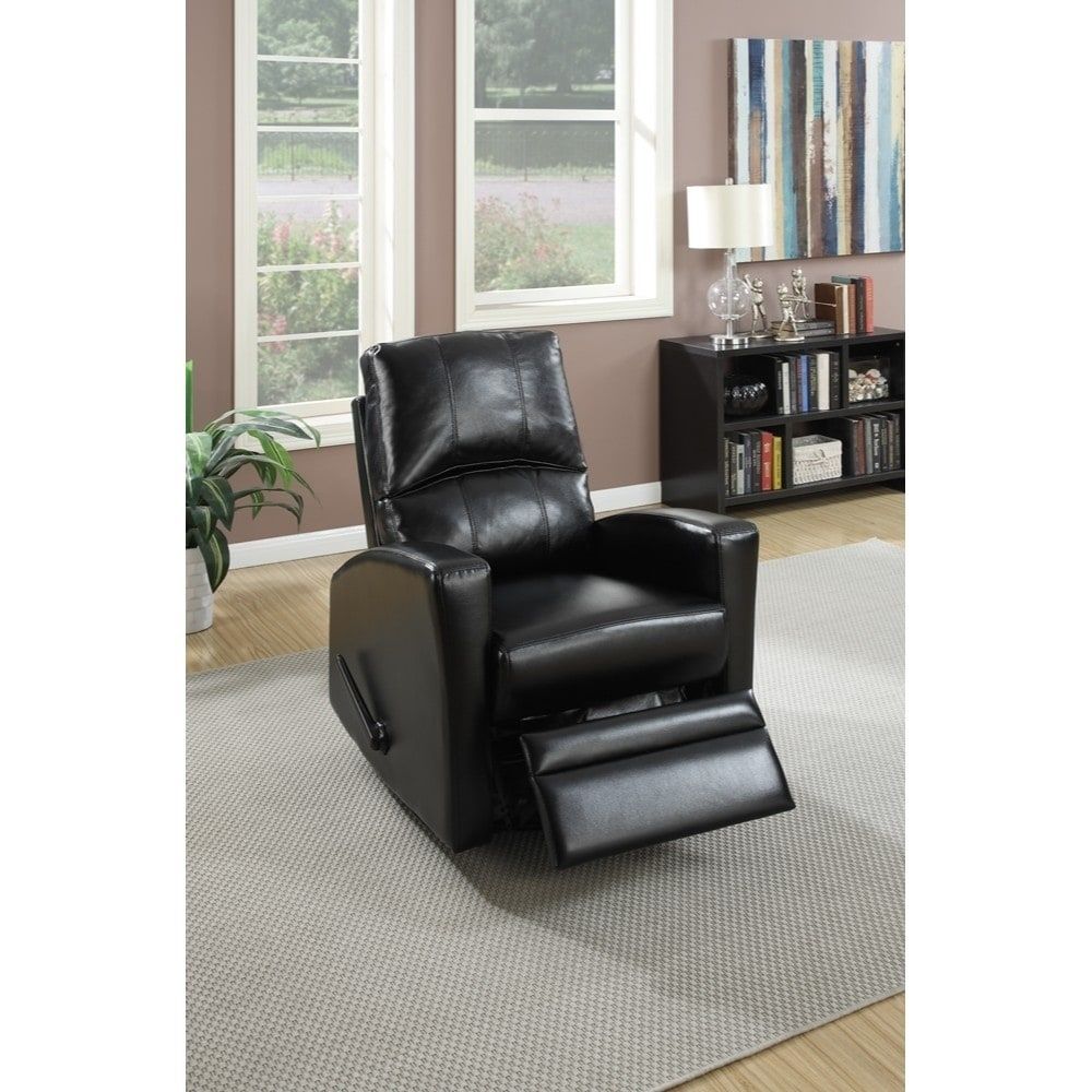 Swivel Recliner Chair In Black Faux Leather, Benzara | Swivel Recliner With Black Faux Leather Swivel Recliners (View 20 of 20)