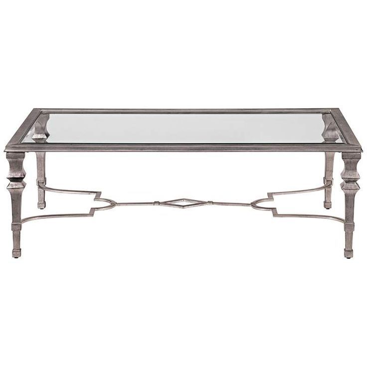Sylvia 50" Wide Silver Leaf Rectangle Cocktail Table – #8y124 | Lamps Pertaining To Silver Leaf Rectangle Console Tables (View 4 of 20)