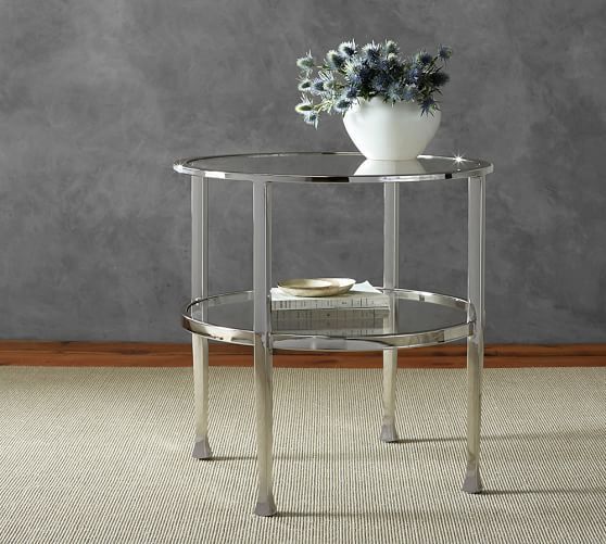 Tanner Round Side Table – Polished Nickel Finish | Small End Tables Throughout Polished Chrome Round Console Tables (View 13 of 20)