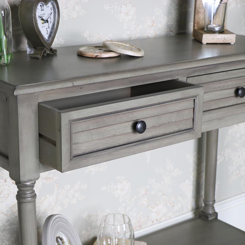 Taupe 2 Drawer Console Table – Hornsea Range – Windsor Browne Regarding 2 Drawer Oval Console Tables (View 10 of 20)
