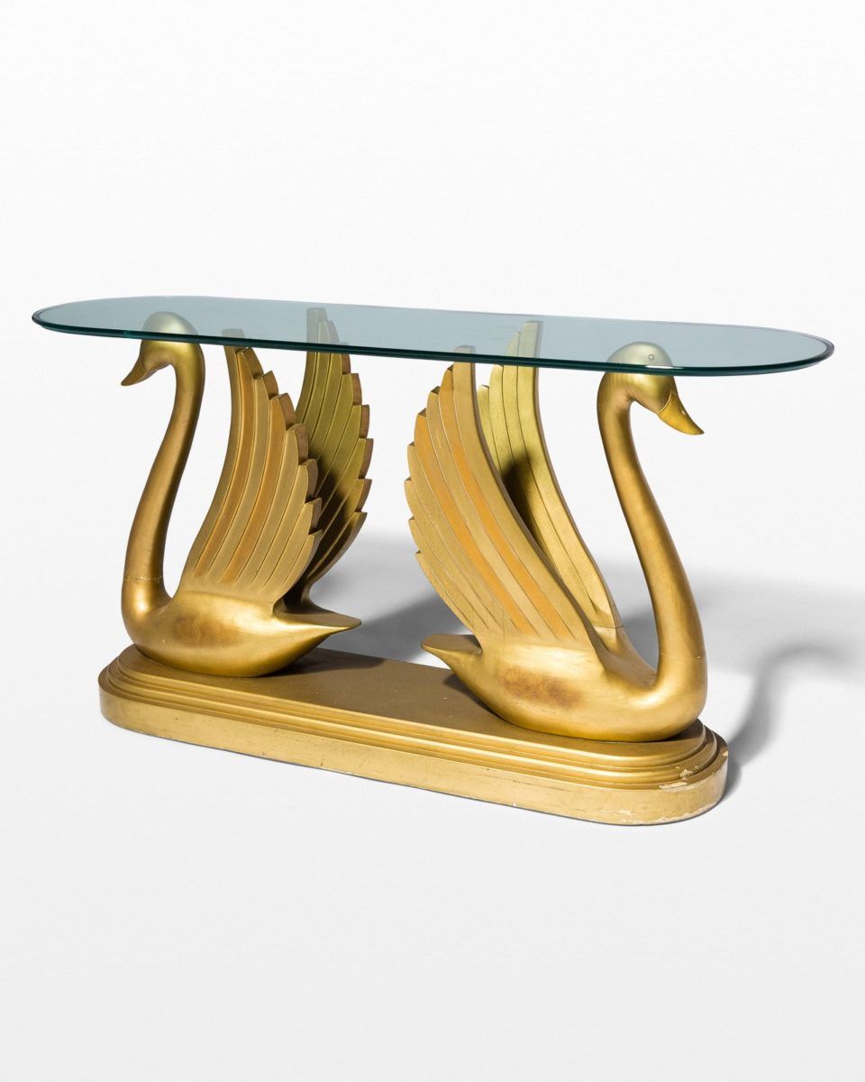 Tb154 Gold Swan Console Table Prop Rental | Acme Brooklyn Pertaining To Antique Gold And Glass Console Tables (View 10 of 20)