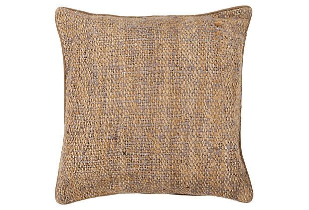 Textured 18x18 Pillow, Tan On Onekingslane | Pillow Sale, Sofa With Textured Tan Cylinder Pouf Ottomans (Gallery 19 of 20)
