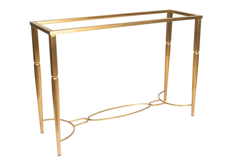 The Elle Console Table In Brushed Gold – Plush Event Furnishings With Square Black And Brushed Gold Console Tables (View 6 of 20)