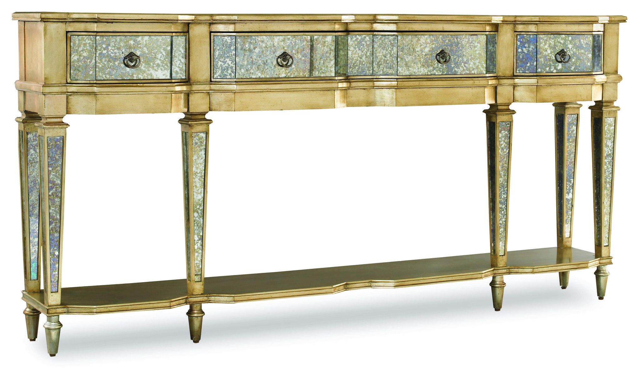 The Sanctuary Antique Mirror & Gold Consolehooker Furniture Intended For Antique Blue Gold Console Tables (View 3 of 20)