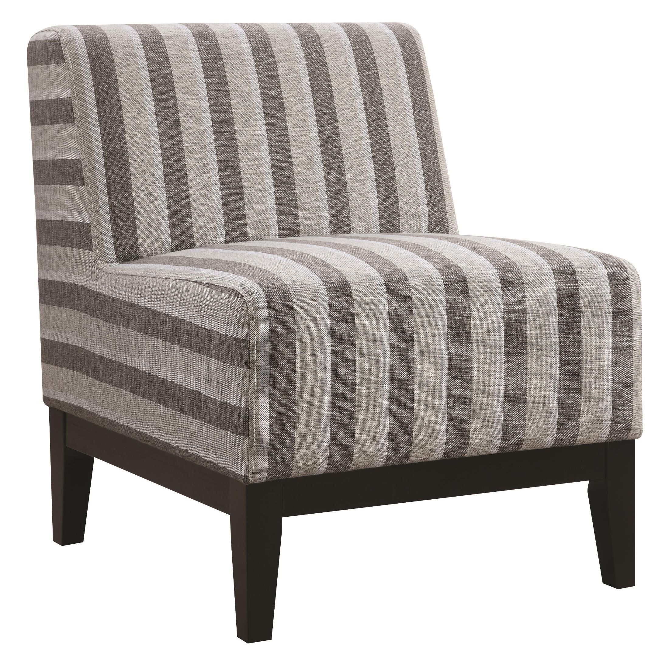 Thick Grey Striped Accent Chair From Coaster (902610) | Coleman Furniture In Smoke Gray Wood Accent Stools (View 4 of 20)