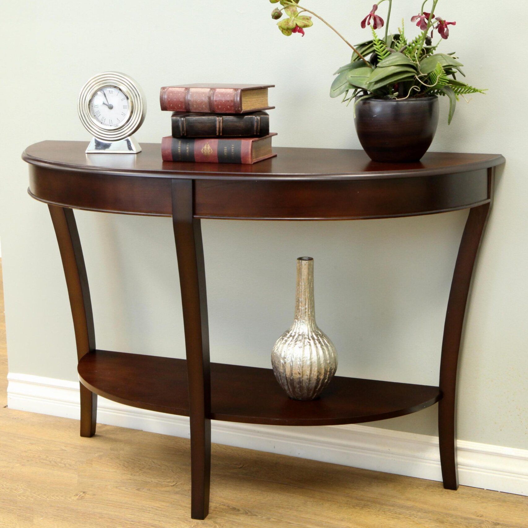 Three Posts Hickory Half – Round Console Table & Reviews | Wayfair For 2 Piece Round Console Tables Set (View 14 of 20)