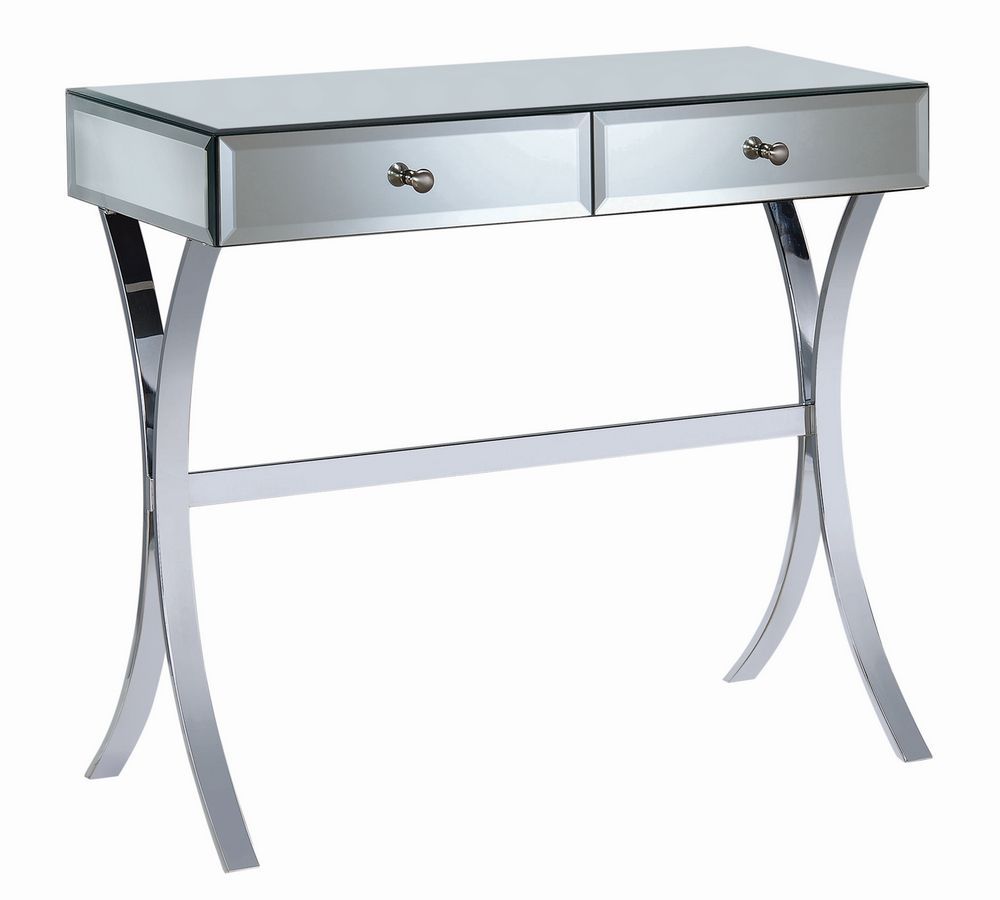 Tina Clear Mirror/chrome Metal Console Tablecoaster Inside Chrome Console Tables (View 9 of 20)