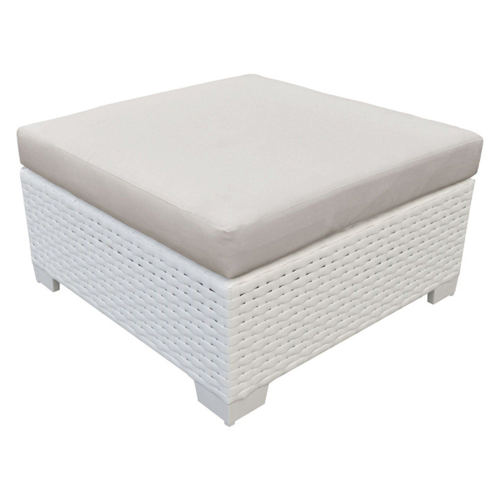 Tk Classics Outdoor White Wicker Ottoman – Walmart With Woven Pouf Ottomans (View 8 of 20)