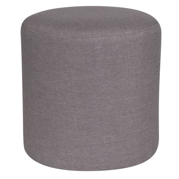 Toledo Light Grey Fabric Upholstered Round Ottoman – On Sale With Regard To Light Gray Cylinder Pouf Ottomans (View 16 of 20)