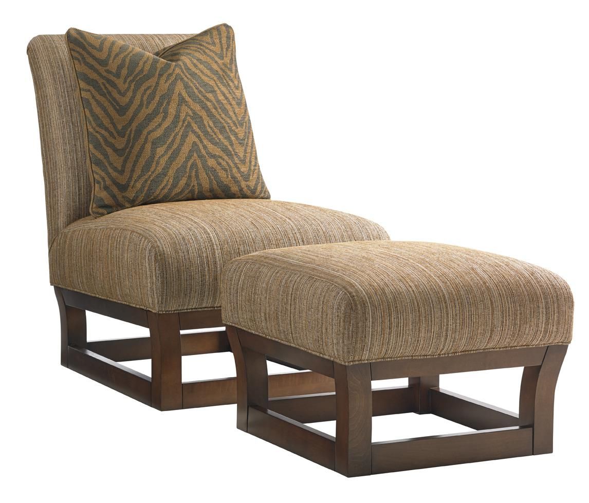 Tommy Bahama Home Ocean Club Contemporary Exposed Wood Fusion Chair In Gray And Brown Stripes Cylinder Pouf Ottomans (View 10 of 20)