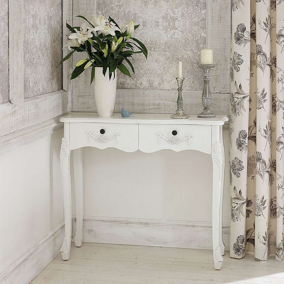 Toulouse White Console Table | Dunelm Pertaining To White Gloss And Maple Cream Console Tables (View 8 of 20)