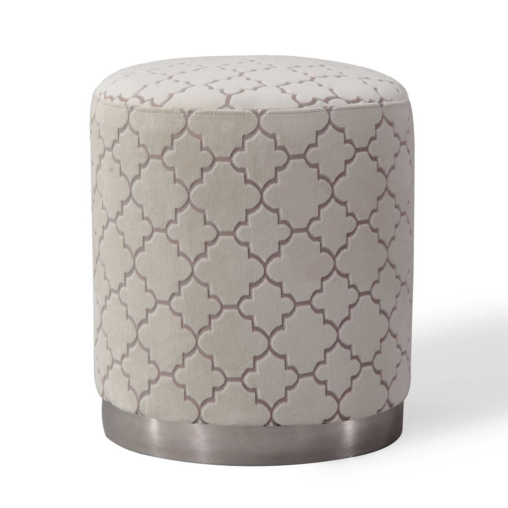 Tov Furniture Moroccan Opal Ottoman In Cream | Bed Bath & Beyond Within Round Cream Tasseled Ottomans (View 18 of 20)