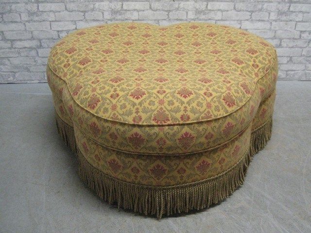 Transitional Design Online Auctions – Large Trefoil Ottoman With In Black Fabric Ottomans With Fringe Trim (View 3 of 20)