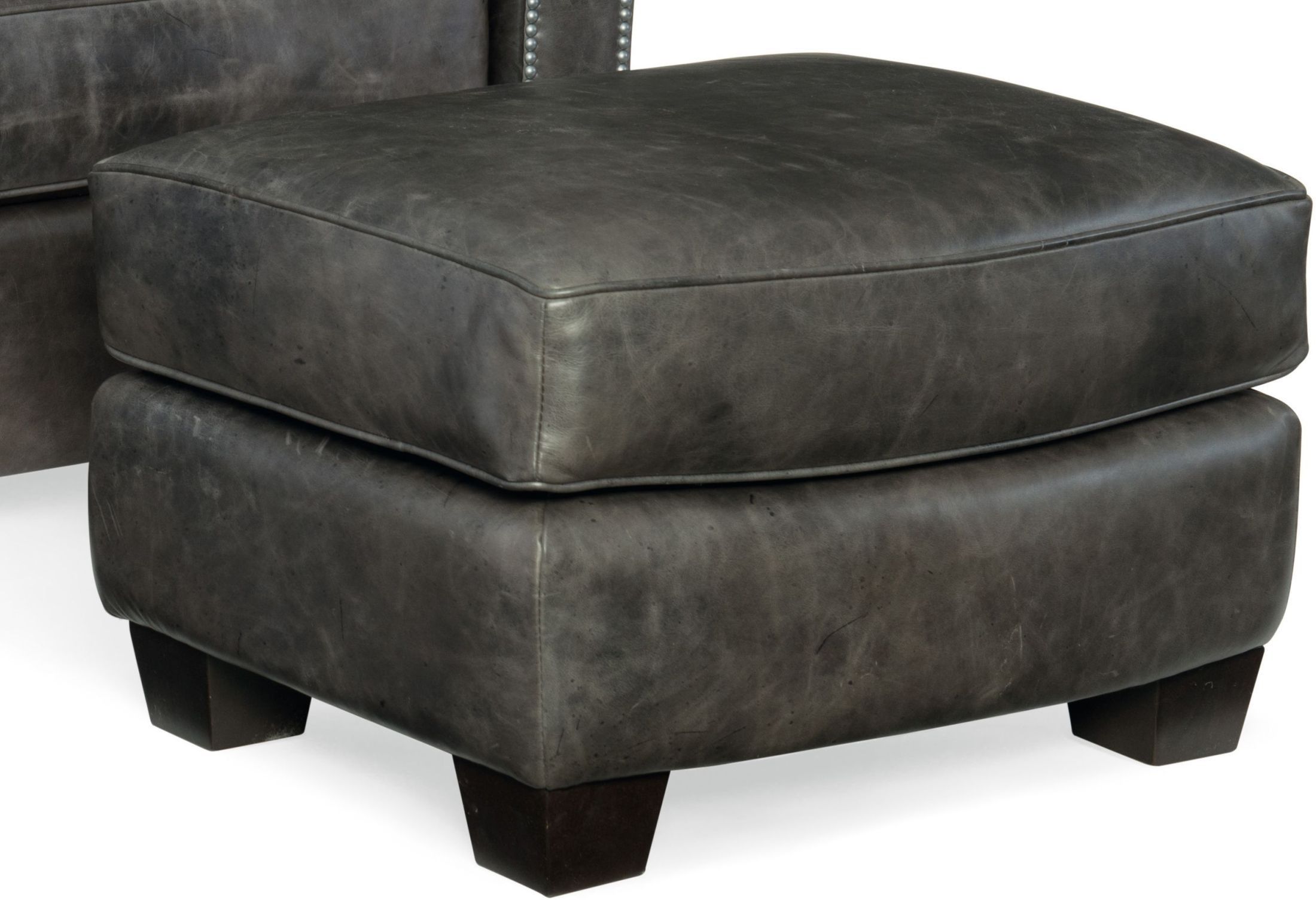 Trellis Gray Leather Ottoman From Hooker | Coleman Furniture Pertaining To Gray Moroccan Inspired Pouf Ottomans (Gallery 20 of 20)