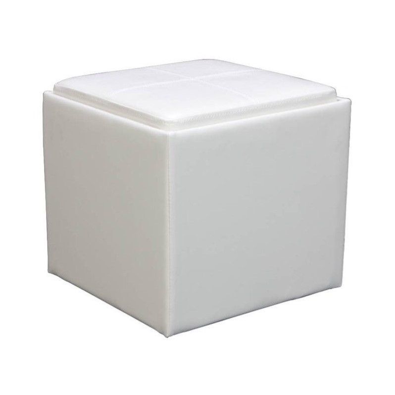 Trent Home Ladd Faux Leather Storage Cube Ottoman In White – 4723wt Pertaining To Small White Hide Leather Ottomans (View 13 of 20)