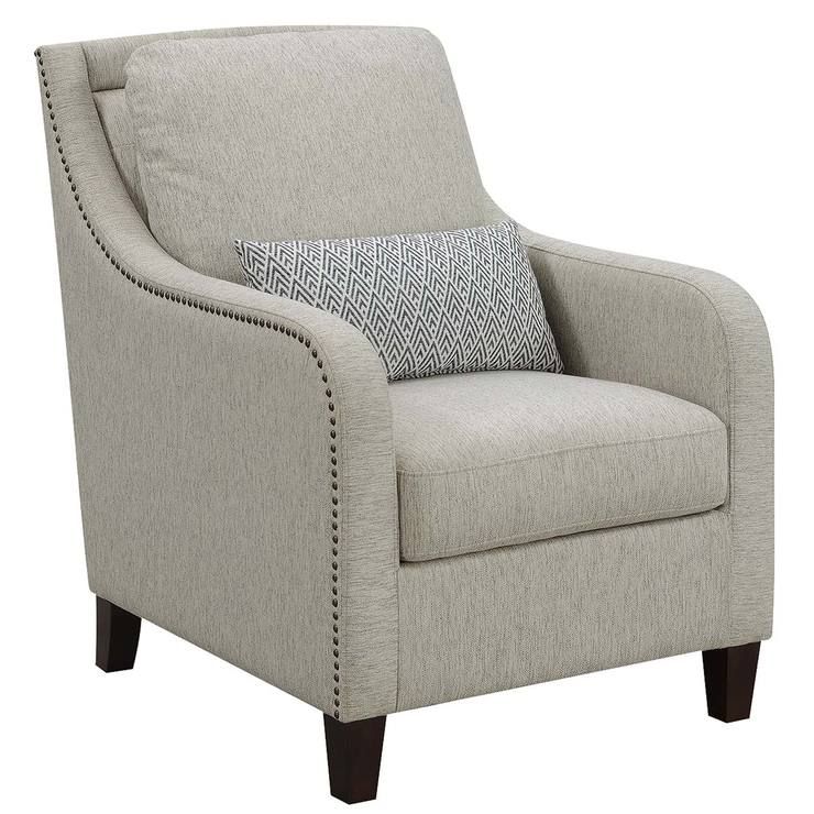 True Innovations Sydney Grey Fabric Accent Chair With Accent Pillow Inside Gray Chenille Fabric Accent Stools (View 4 of 20)