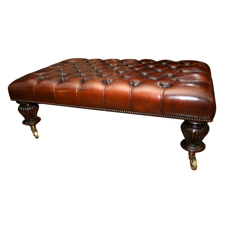 Tufted Leather Ottoman Coffee Table, England At 1stdibs Intended For Tufted Ottoman Console Tables (View 11 of 20)