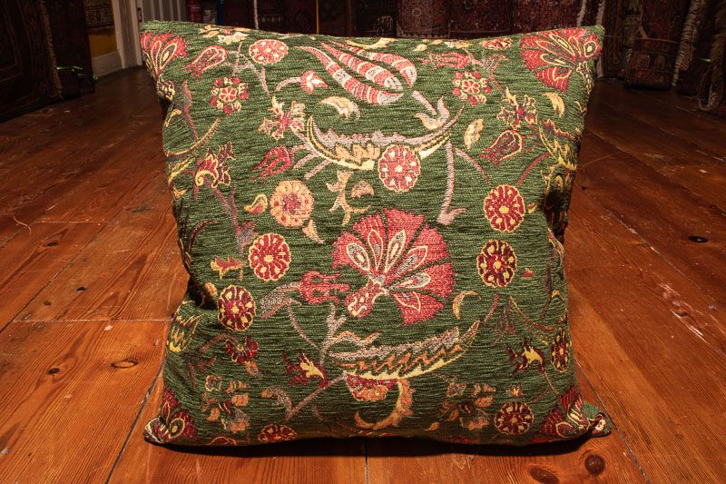 Turkish Small Green Ottoman Cushion Cover 44x44cm Throughout Green Fabric Oversized Pouf Ottomans (View 18 of 20)
