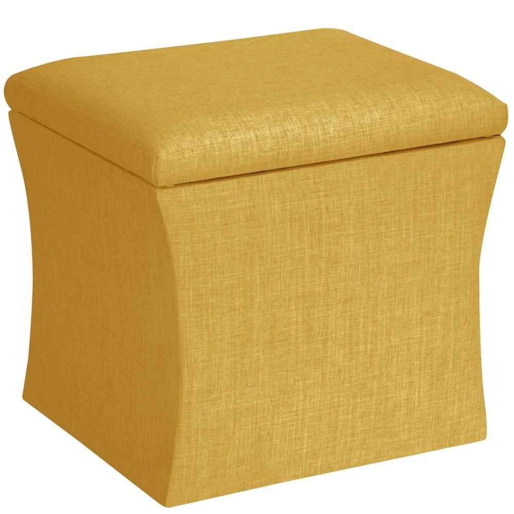 Unbranded Linen French Yellow Storage Ottoman 47 6lnnfrnylw – The Home Throughout Textured Yellow Round Pouf Ottomans (View 17 of 20)