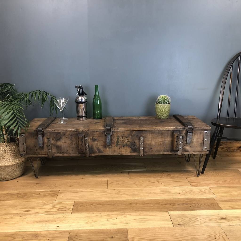 Upcycled Vintage Wooden Trunk Coffee Tablerw Norfolk In Espresso Wood Trunk Console Tables (View 17 of 20)