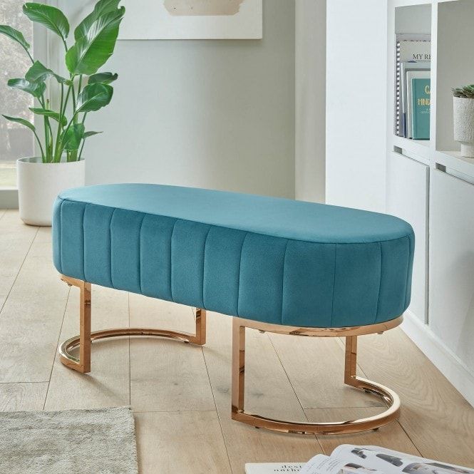 Upholstered Teal Velvet Contemporary Bench | Teal Fabric Bench | Bench Inside Navy Velvet Fabric Benches (View 17 of 20)