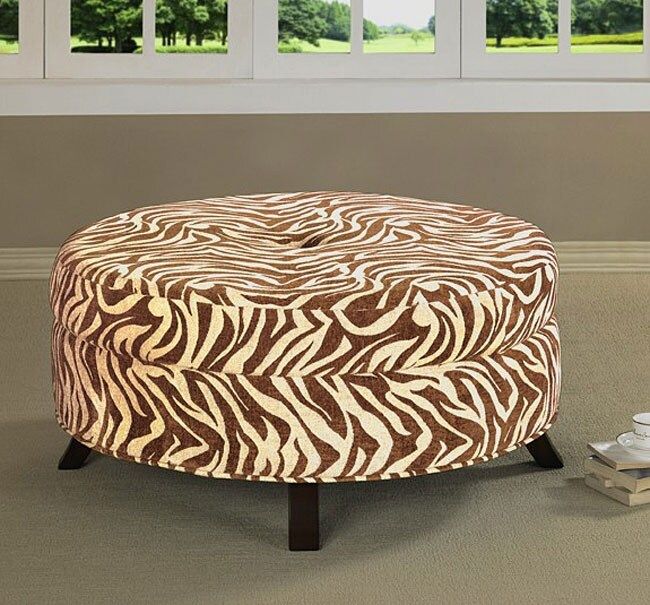 Uptown Brown Zebra Print Ottoman – Free Shipping Today – Overstock In Orange Fabric Nail Button Square Ottomans (View 13 of 20)