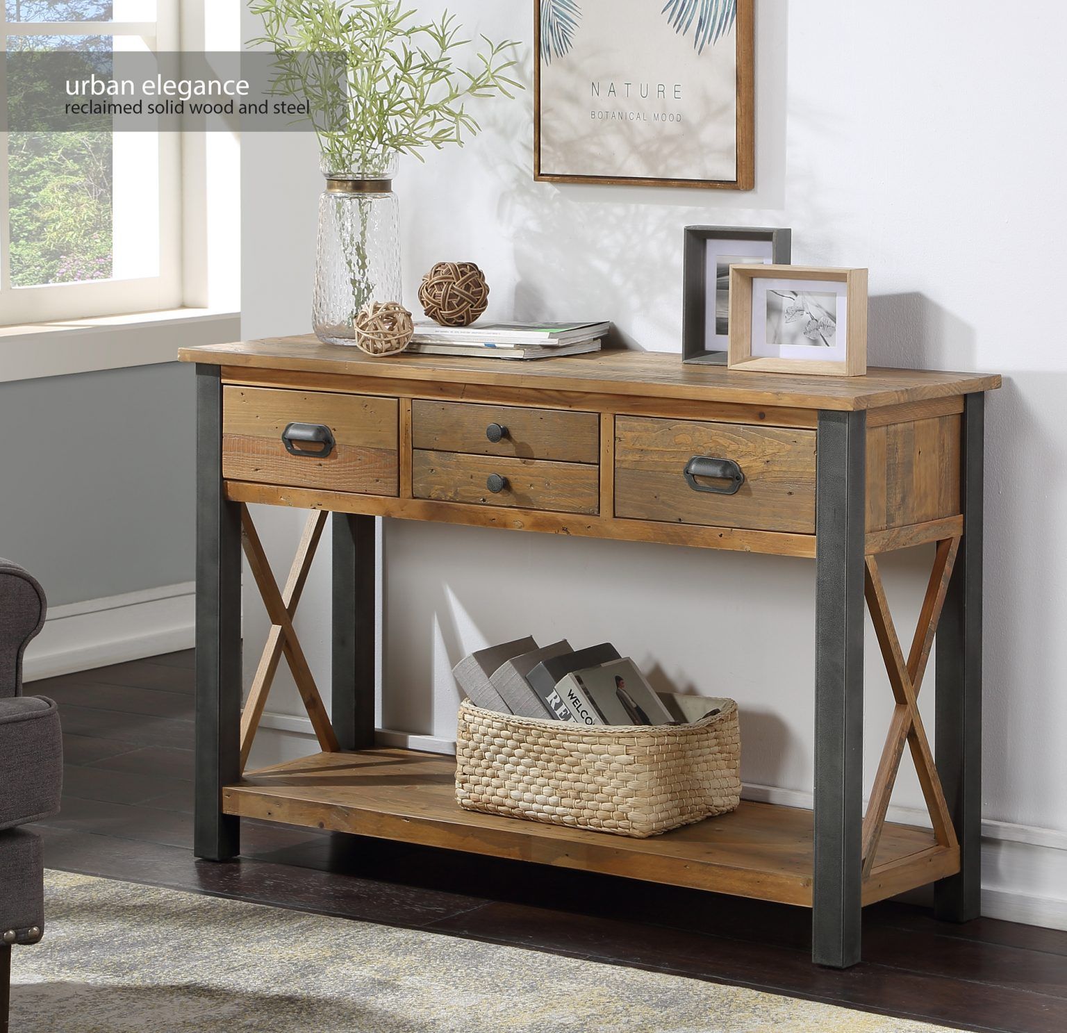 Urban Elegance – Reclaimed Console Table | Mango Wood Furniture Regarding Reclaimed Wood Console Tables (View 5 of 20)