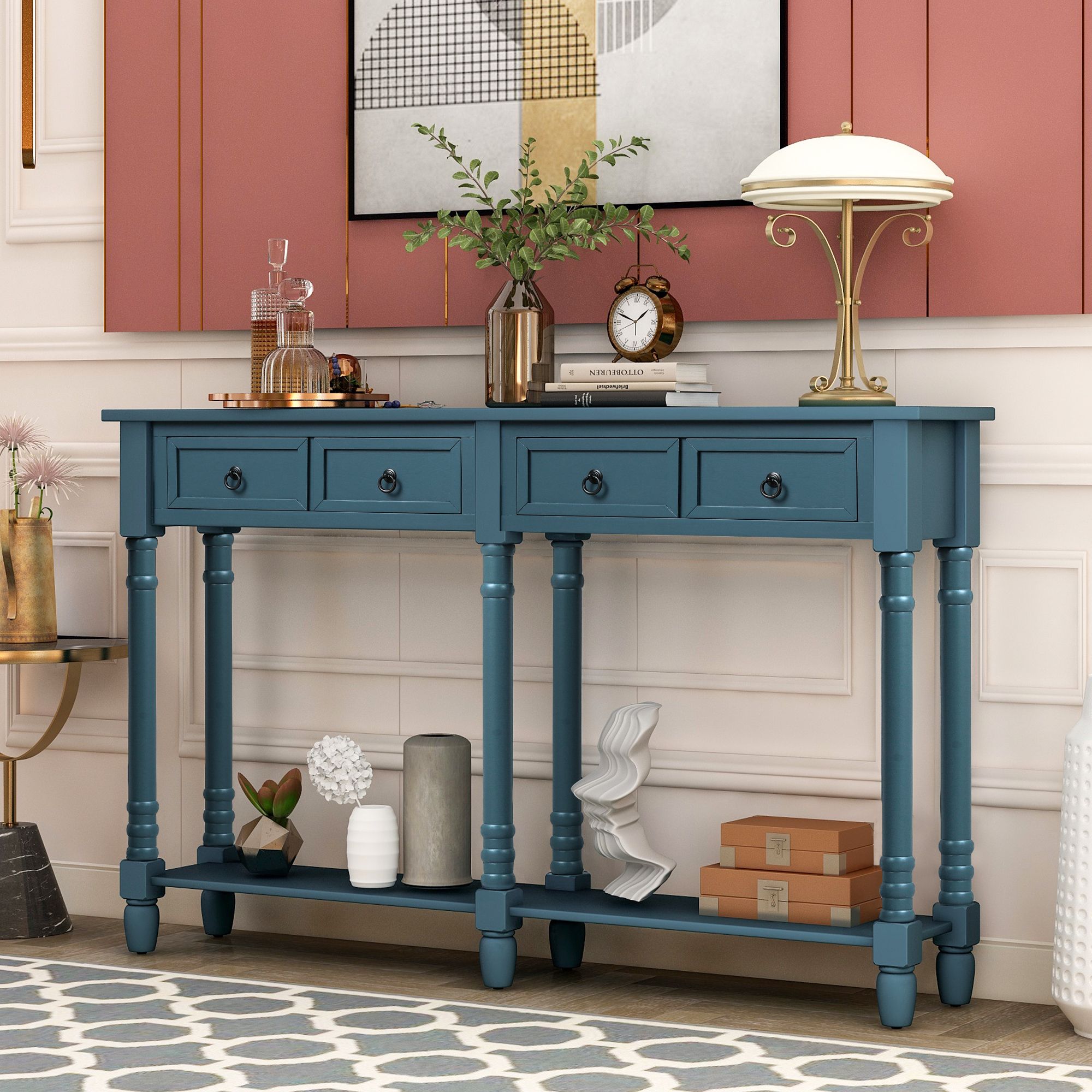 Urhomepro 58" Console Table Buffet Cabinet Sideboard For Entryway With Pertaining To Vintage Coal Console Tables (View 6 of 20)
