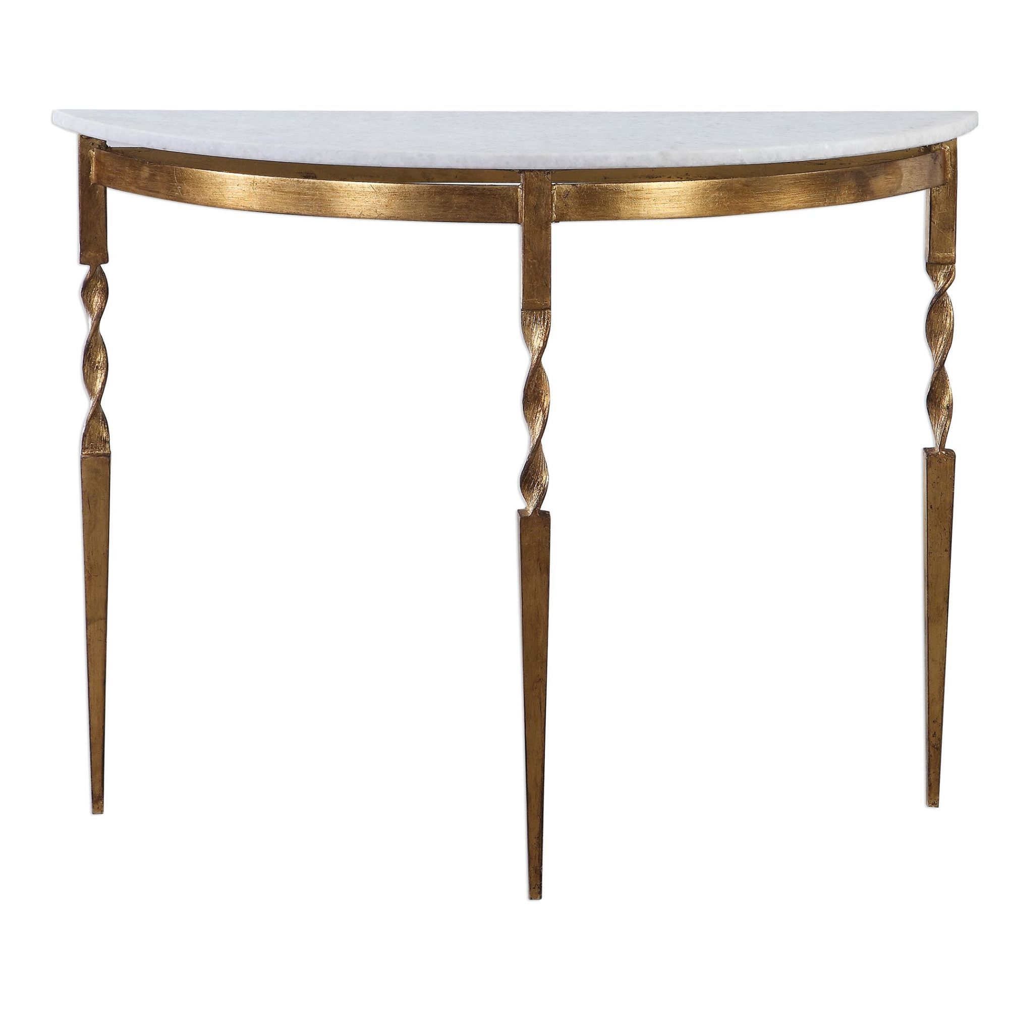 Uttermost 24881 White Marble Imelda 40" Long Marble Top Iron Console Regarding Marble Top Console Tables (View 18 of 20)