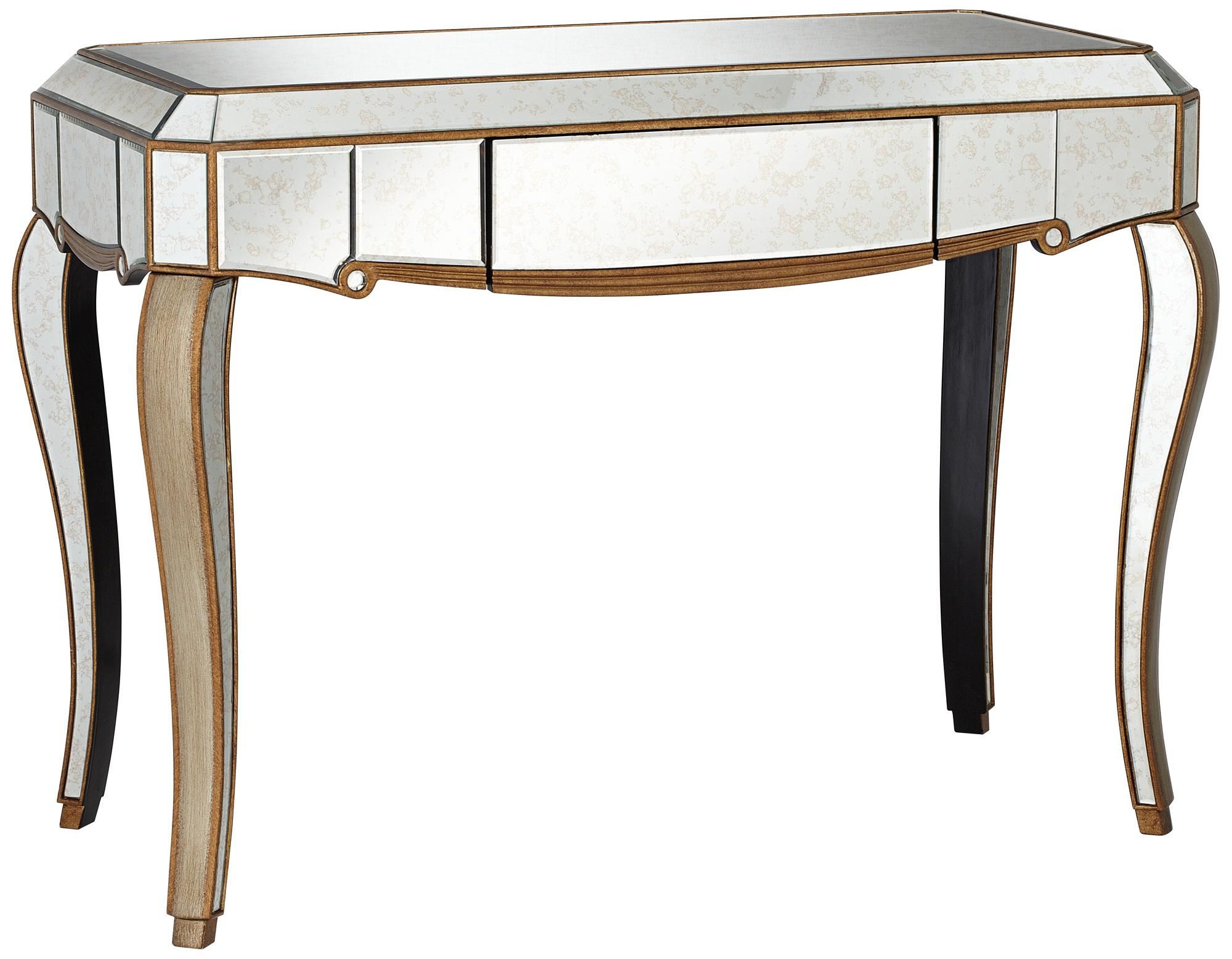 Vanessa Antique Gold Mirrored Console Table – #w3061 | Lamps Plus With Antique Blue Gold Console Tables (View 13 of 20)