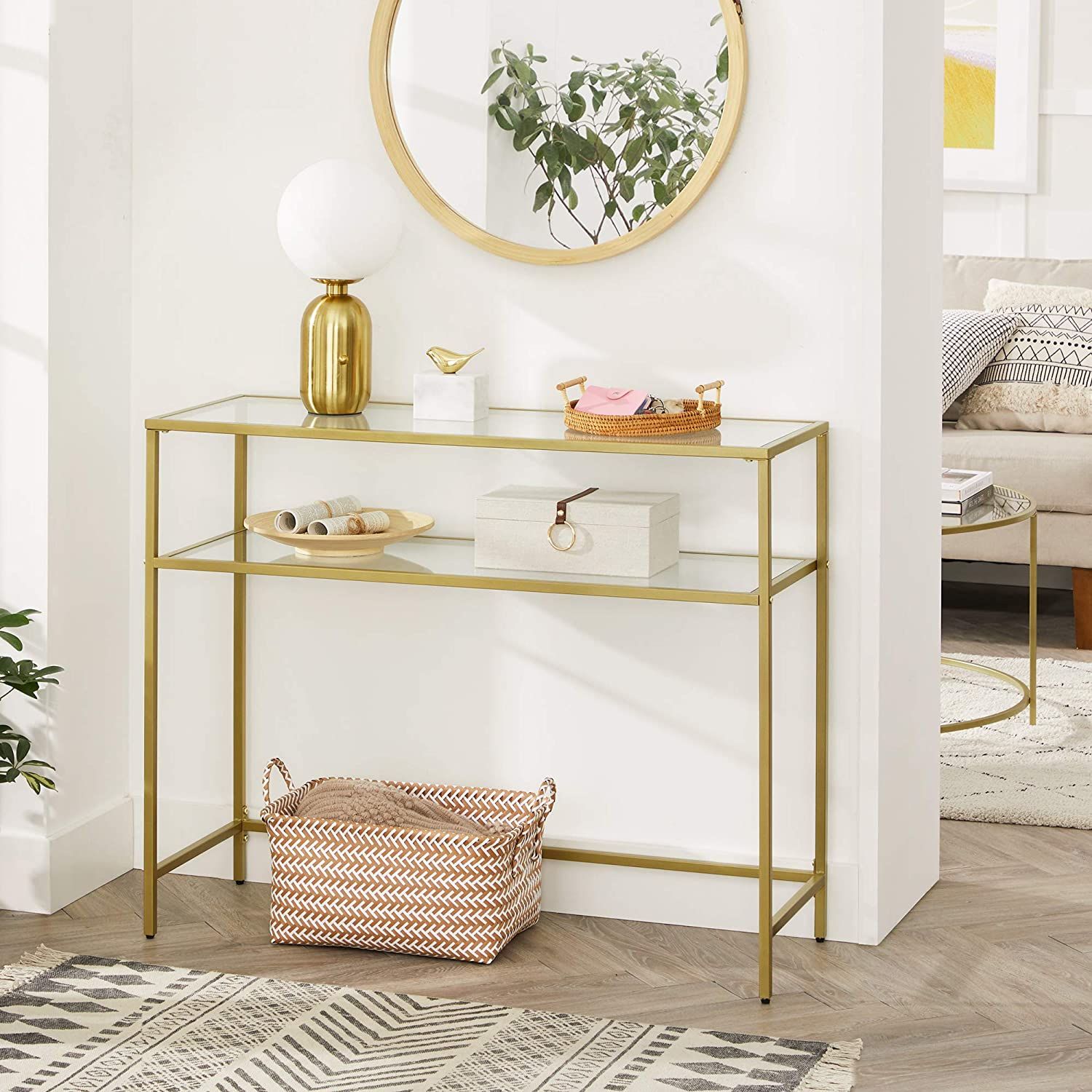 Vasagle Console Table, Modern Sofa Or Entryway Table, Gold – Walmart In Metallic Gold Modern Console Tables (View 7 of 20)