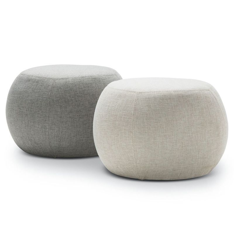Venus Fabric Round Pouf Ottoman In Light Grey 35cm | Buy Ottomans – 197837 Throughout Light Gray Cylinder Pouf Ottomans (View 13 of 20)