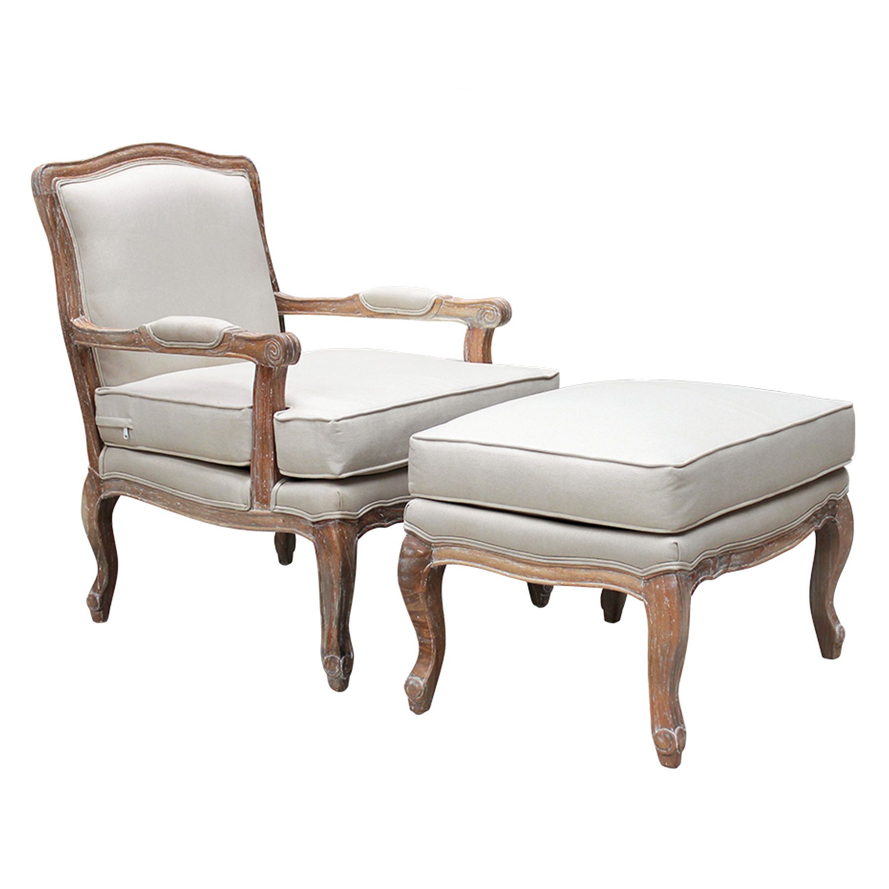 Versaille Armchair With Ottoman, Weathered Oakhudson Furniture | Zanui Within Weathered Wood Ottomans (View 9 of 20)