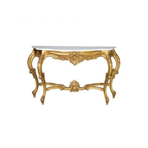 Versailles Gold Leaf French Console Table With Marble | Antique With Antiqued Gold Leaf Console Tables (View 13 of 20)