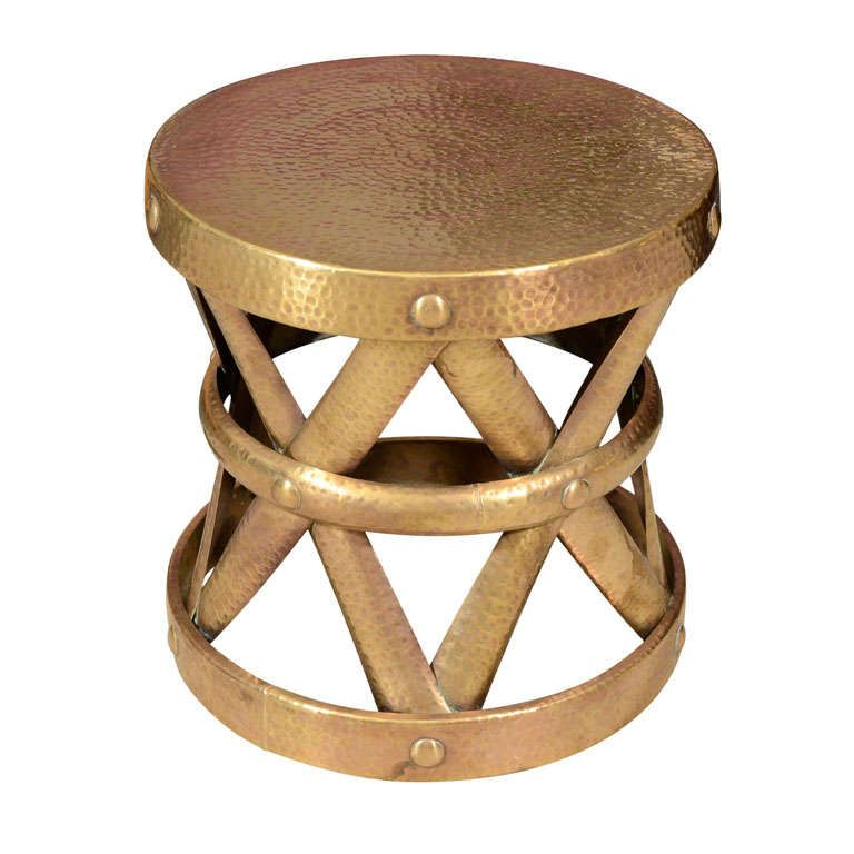 Vintage Hammered Brass Stool At 1stdibs Regarding White Antique Brass Stools (View 3 of 20)