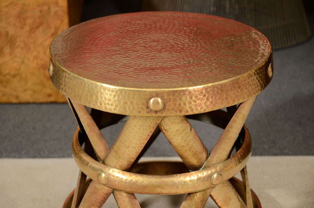 Vintage Hammered Brass Stool At 1stdibs With Regard To Espresso Antique Brass Stools (View 1 of 20)