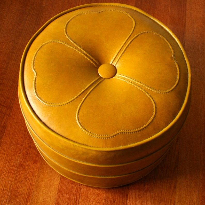 Vintage Ottoman. Hassock. Mustard Yellow. Gold (View 16 of 20)