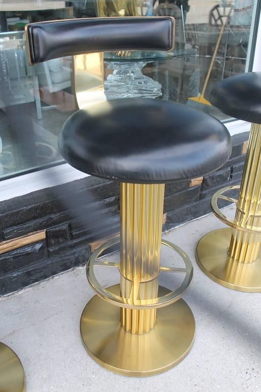 Vintage Set Four Swivel Brass Excalibur Barstools Bar Stools Design For With White Antique Brass Stools (View 12 of 20)