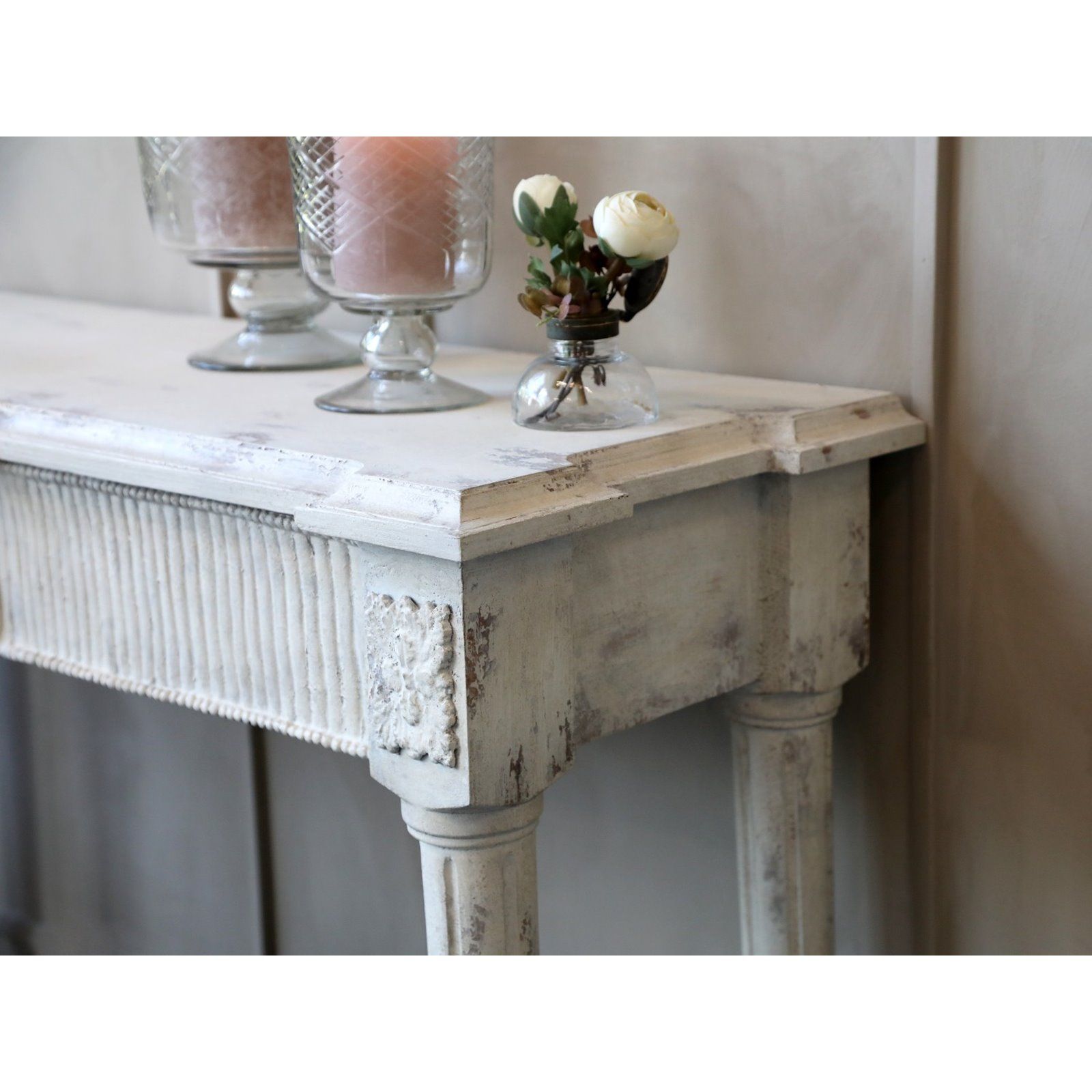 Vintage White Washed Console Table In Gray Wash Console Tables (View 1 of 20)