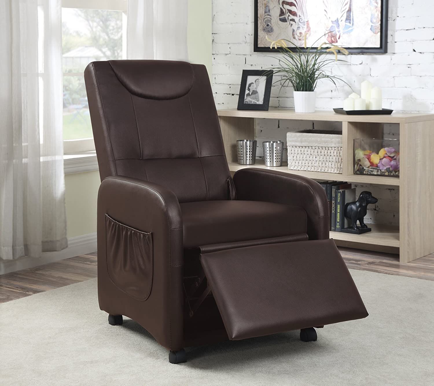Viscologic Folding Gaming Faux Leather Manual Reclining Living Room Within Medium Brown Leather Folding Stools (View 6 of 20)