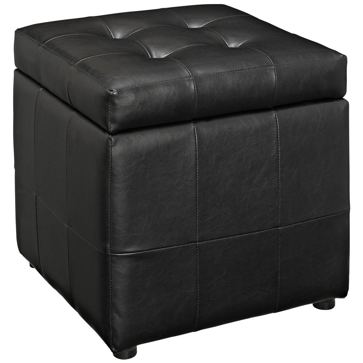 Volt Contemporary Upholstered Button Tufted Storage Ottoman, Black Regarding Black And Natural Cotton Pouf Ottomans (View 11 of 20)