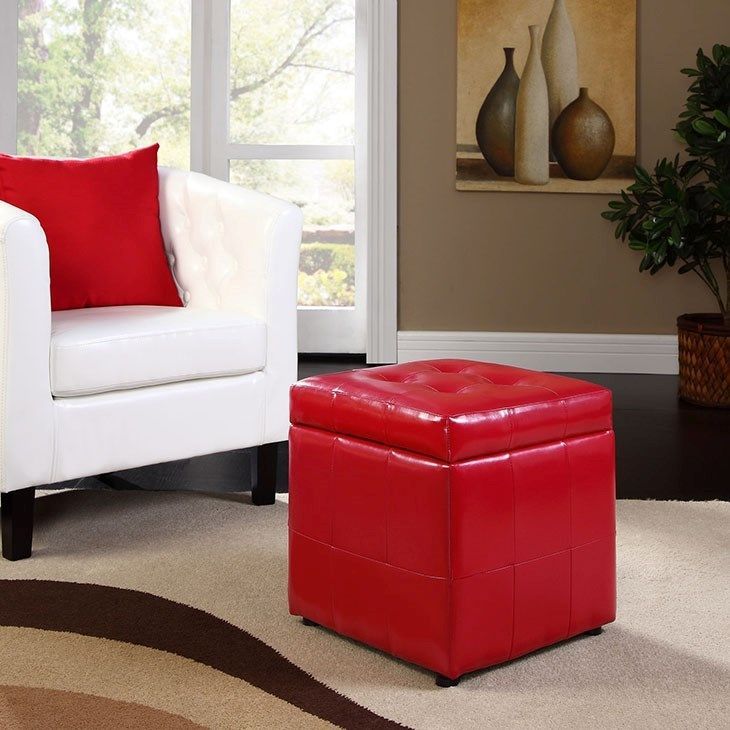 – Volt Storage Ottoman In Red | Storage Ottoman, Square Storage Ottoman Within Gray And Beige Solid Cube Pouf Ottomans (View 18 of 20)