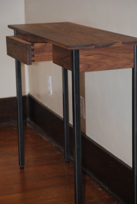 Walnut Entryway Table With Metal Legs Handcrafted A Great Fit In A With Oak Wood And Metal Legs Console Tables (View 3 of 20)
