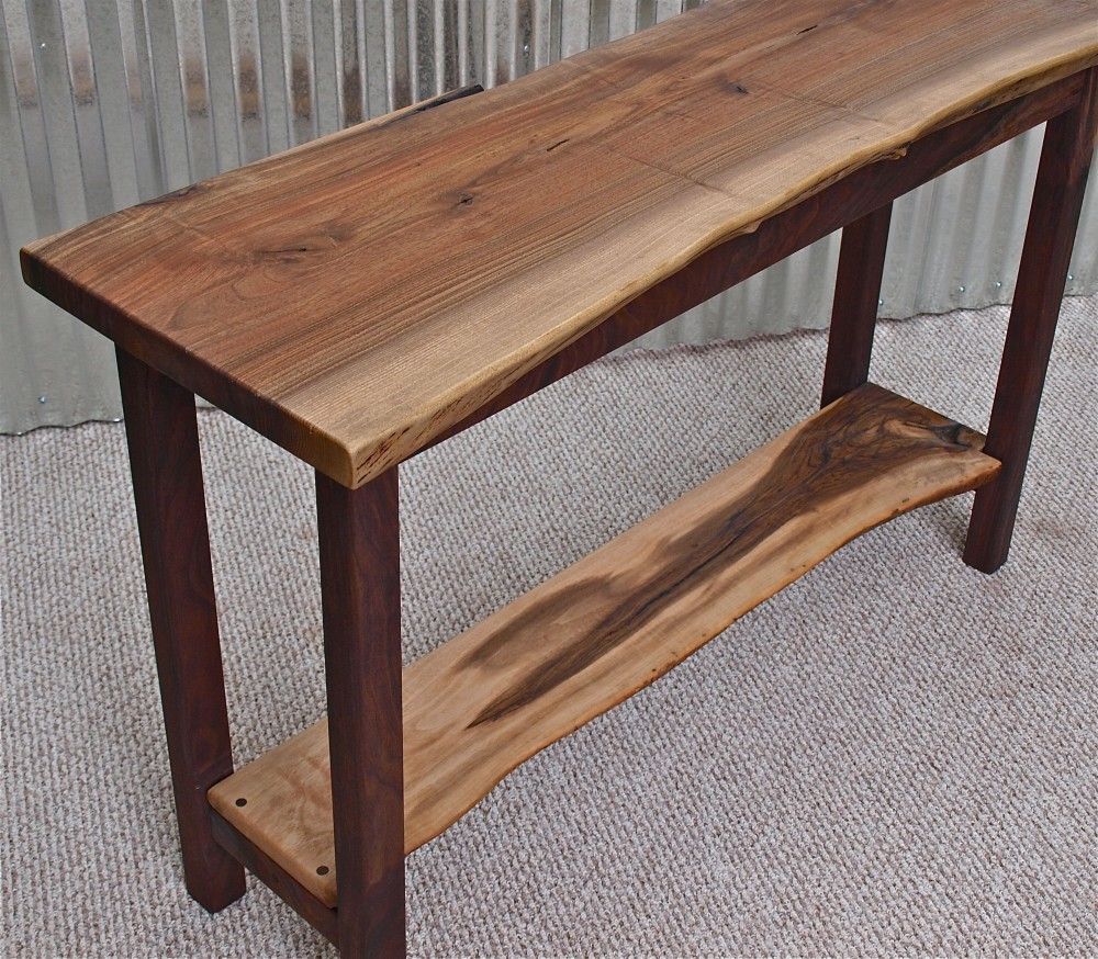 Walnut Sofa Table Live Edge English Walnut Sofa Table With Black Base In Walnut Console Tables (View 16 of 20)